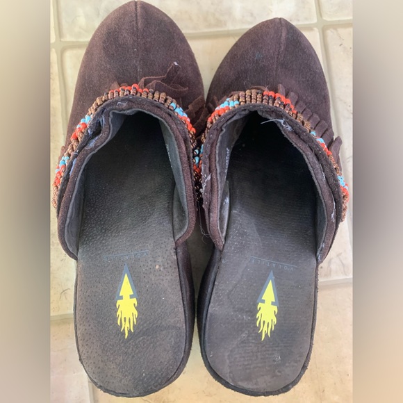 Brown clogs with fringe - Picture 3 of 4